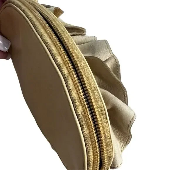 Yves Saint Laurent Leather Wristlet Clutch Rive Gauche Gold small Authentic - Picture 10 of 15